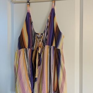 VENUS Blue and Pink Sleeveless Tie Front Tank Top